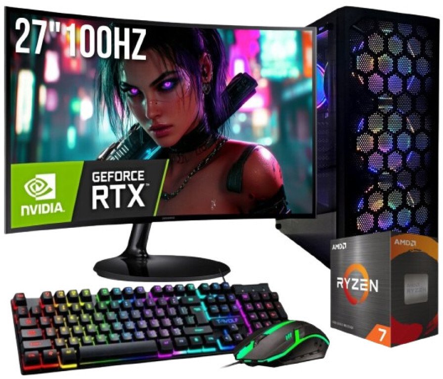 ZESTAW GAMER MASTER RYZEN 7 5700X 32GB RTX 4060 8GB +MONITOR 27'' 100Hz