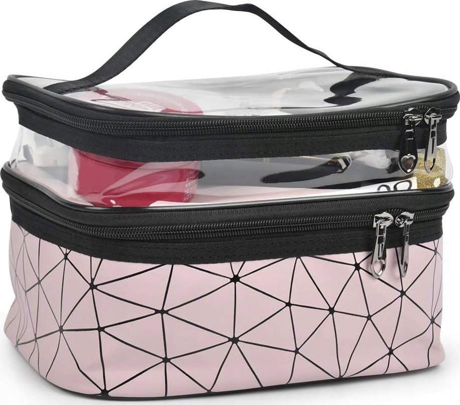 Korbi KOSMETYCZKA DAMSKA PODRÓŻNA ORGANIZER NA KOSMETYKI KUFEREK RÓŻOWA J3
