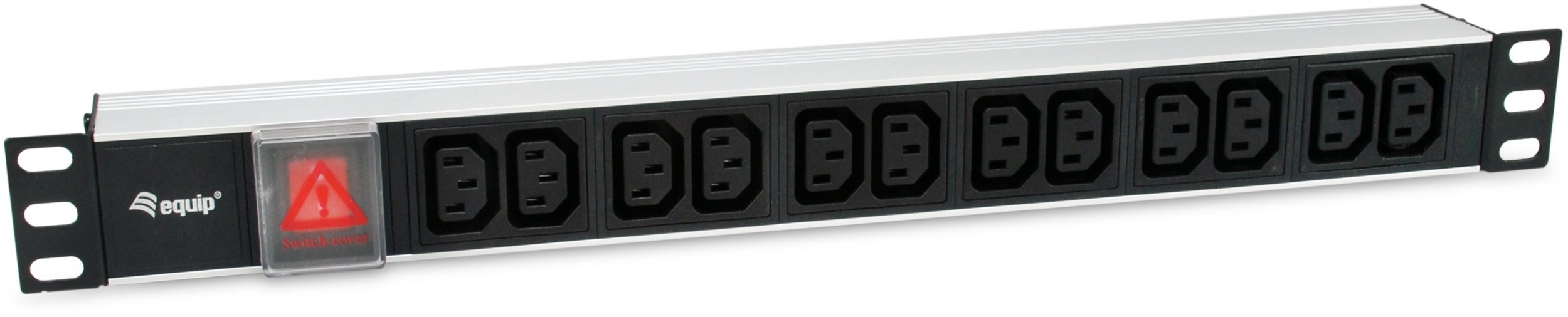 Equip 333318 rozdzielacz zasilania PDU 12 x gniazdo sieciowe 1U Czarny, Srebrny