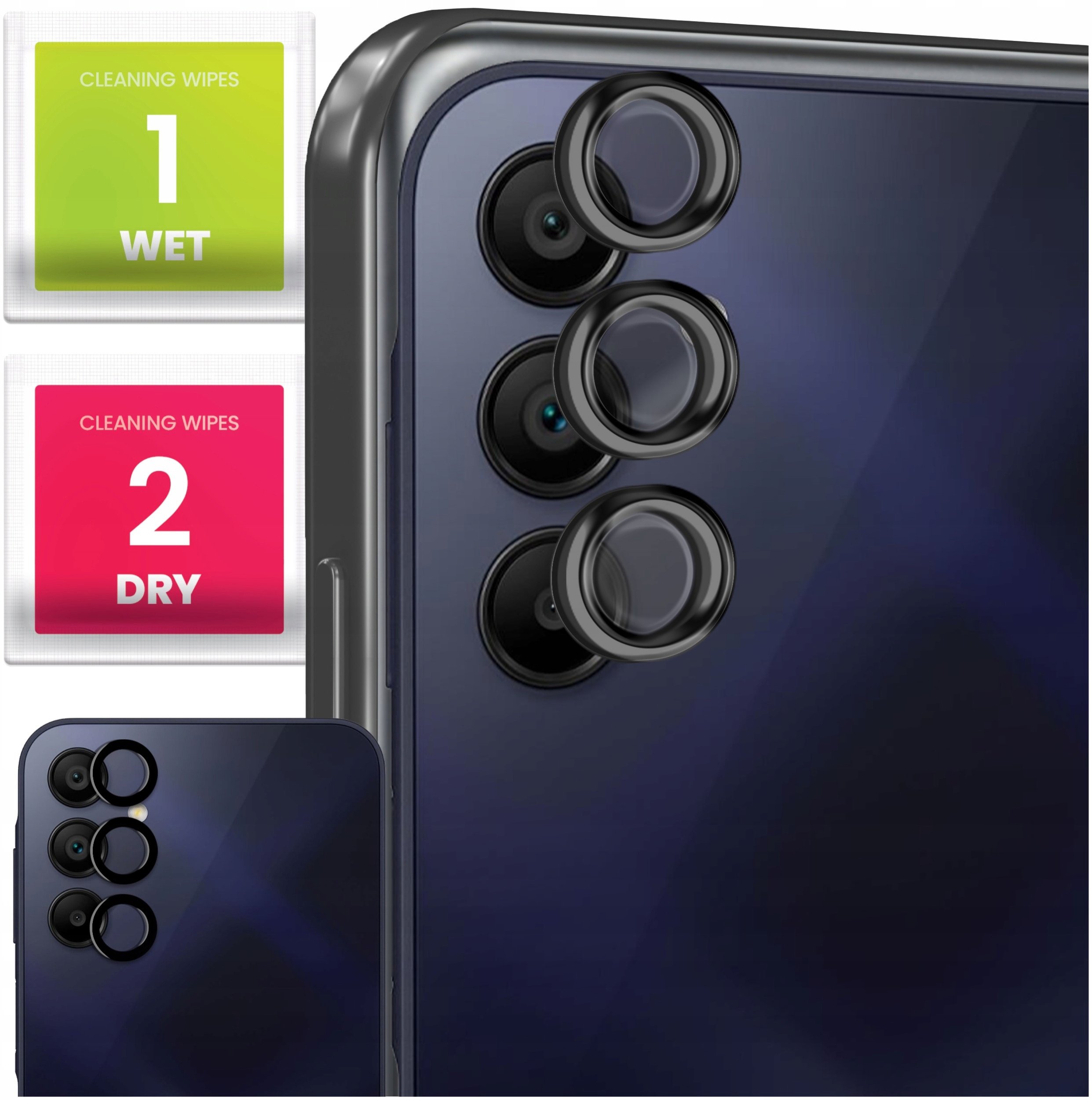 3x Szkło Na Aparat Do Samsung Galaxy A15 / A15 5G (Na Obiektywy, Czarne)