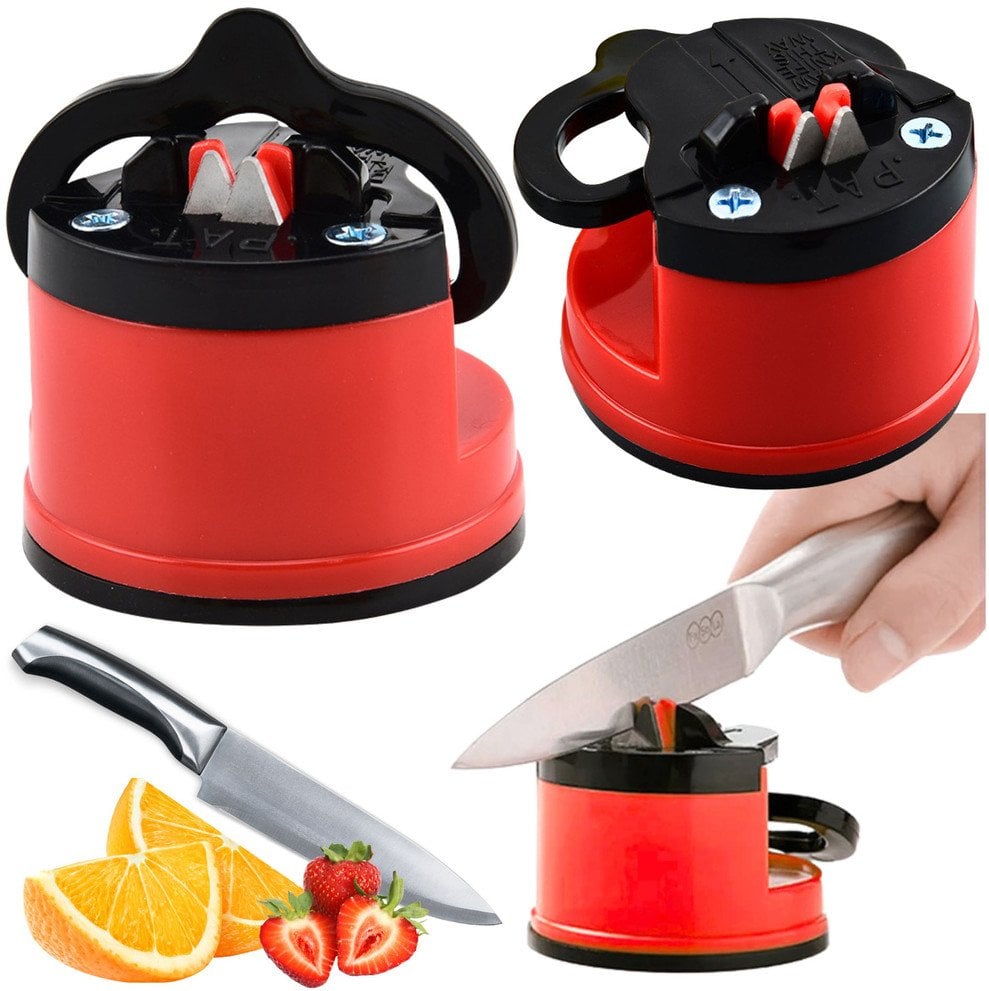 Ostrzałka Do Noży i Nożyczek Z Przyssawką Dźwignią Blokującą Czerwona