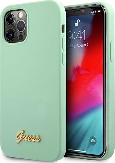 Guess Etui Guess GUHCP12LLSLMGGN Apple iPhone 12 Pro Max zielony/green hardcase Metal Logo Script