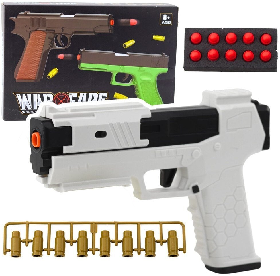 Pistolet Zabawkowy Naboje Piankowe Amunicja Łuski Biały