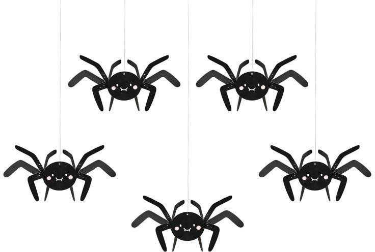 Paper decoration Spiders 27x17cm black 5pcs