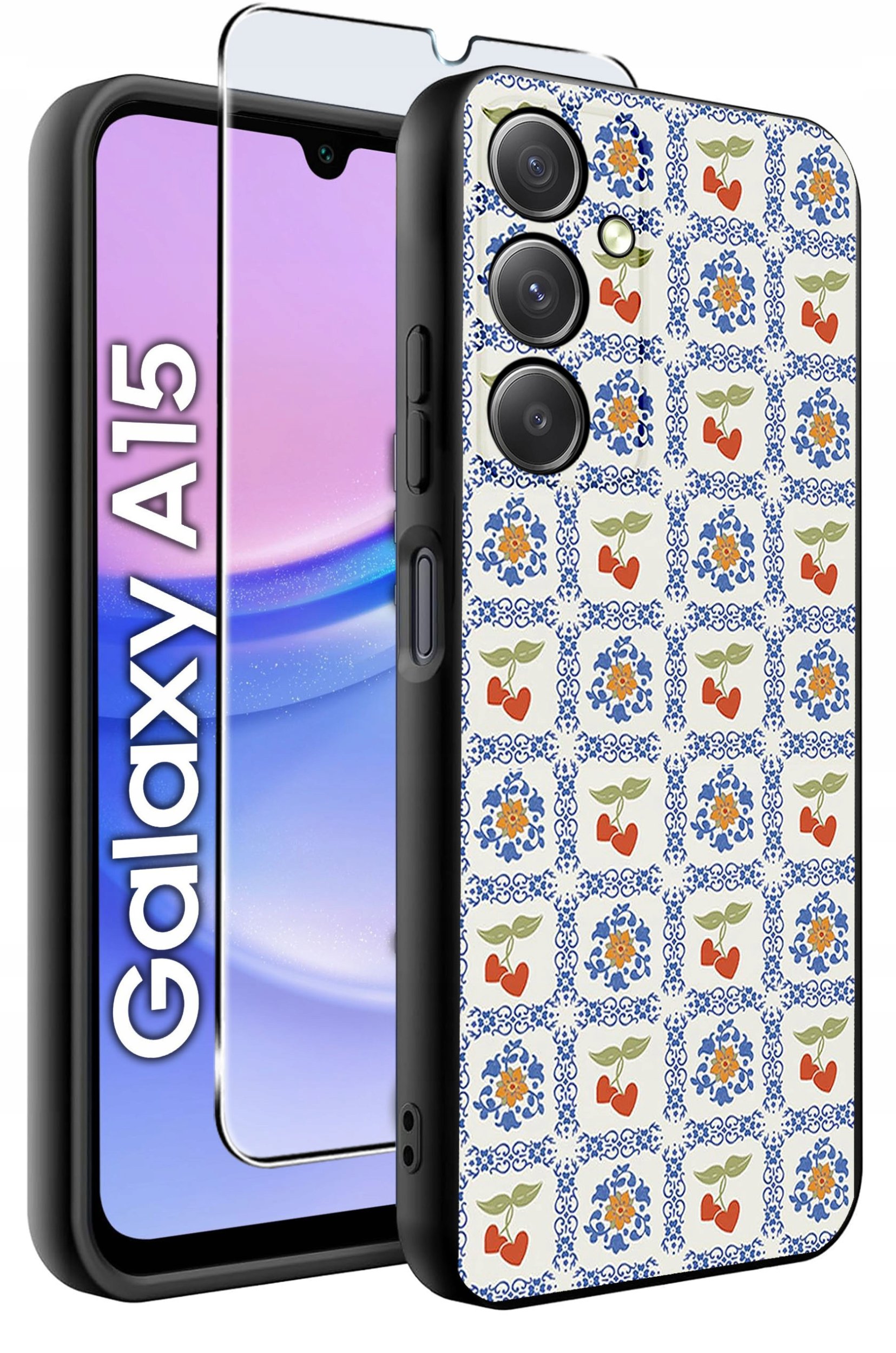 ETUI do Samsung A15 4G | 15 5G WZORY | SILIKONOWE MATT CASE + SZKŁO 9H