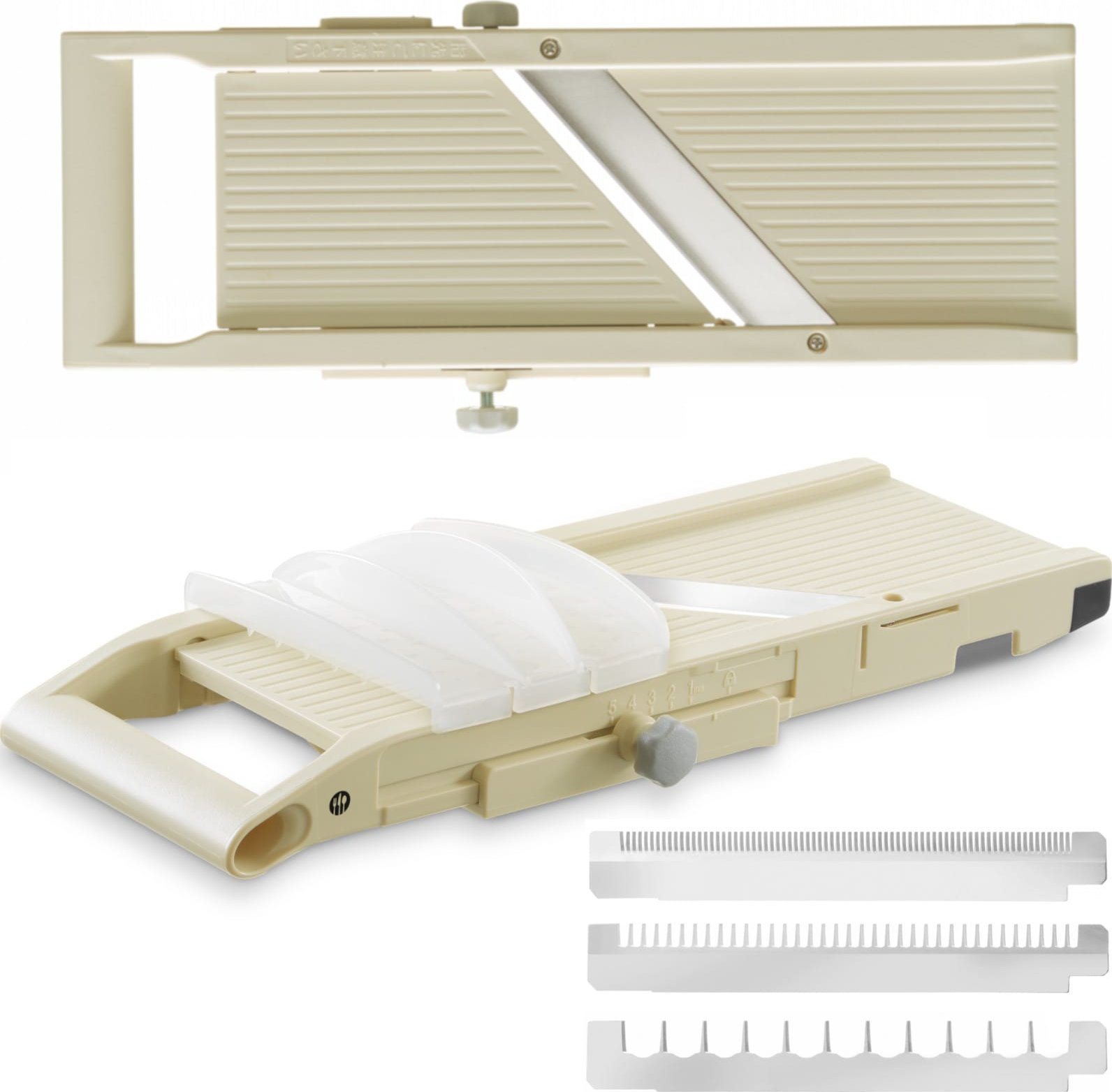 Rozdrabniacz Hendi Szatkownica mandolina japońska do plastrów słupków 3 wymienne ostrza Shogun 380 x 158 mm