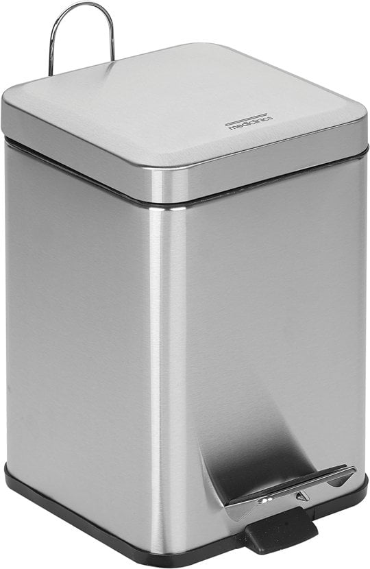 MEDICLINICS PP1214CS Kvadratinė Šiukšlių Dėžė Su Pedalu, 12 L, Satinas