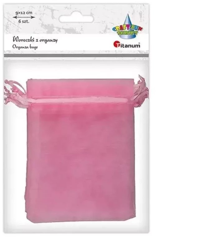 Woreczki z organzy różowe 9x12cm 6szt