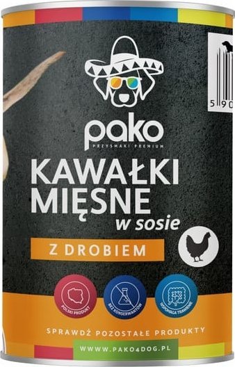 PAKO mokra karma dla psa kawałki w sosie drób 415g