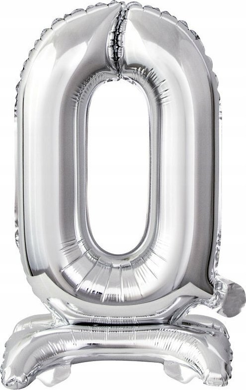 AMSCAN Balon foliowy mini cyfra 0 ze stopką srebrny 22x40cm 9911723