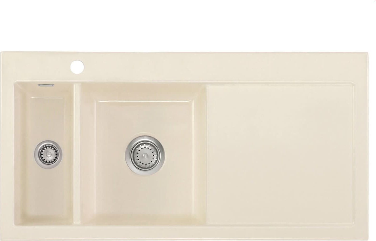 Zlewozmywak SYSTEMCERAM Mera 100 Magnolia, Zlewozmywak ceramiczny, korek manualny, lewa komora