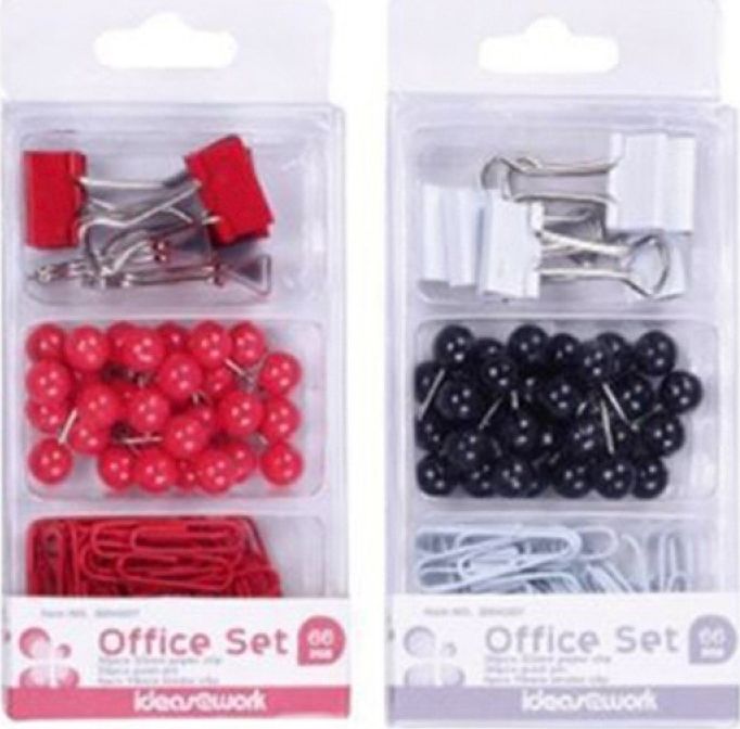 Zestaw biurowy (pinezki, klipy i spinacze), mix 66szt.