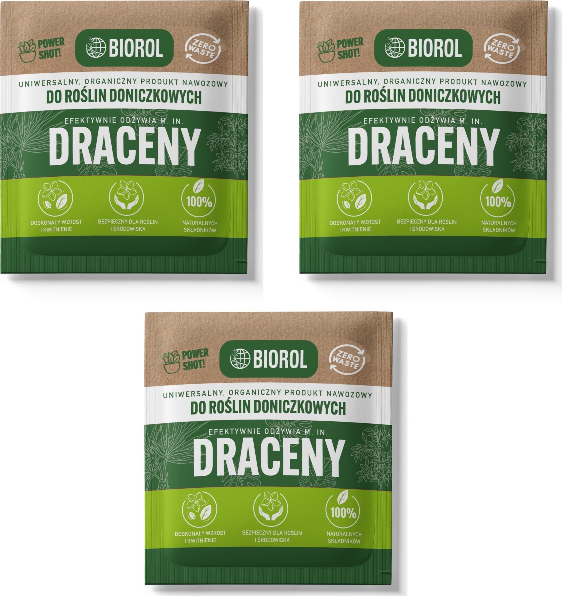 3x Nawóz organiczny BIOROL Power Shot 50g Odżywka do dracen