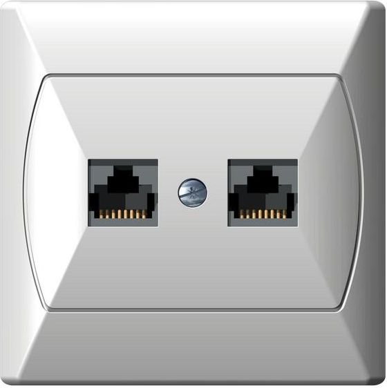 Ospel Gniazdo komputerowe Akcent podwójne RJ45 5e Forex białe (GPK-2A/F/00)