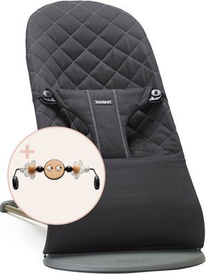 BabyBjorn BABYBJORN bouncer BLISS Cotton Classic Quilt, black + toy, 606130
