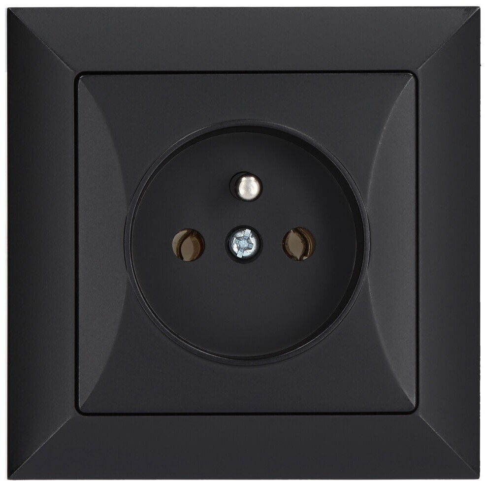 Düwi Gniazdo pojedyncze z uziemieniem 2P+Z Pola czarne, 33208
