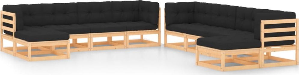 vidaXL 10-cz. zestaw wypoczynkowy do ogrodu, antracytowe poduszki