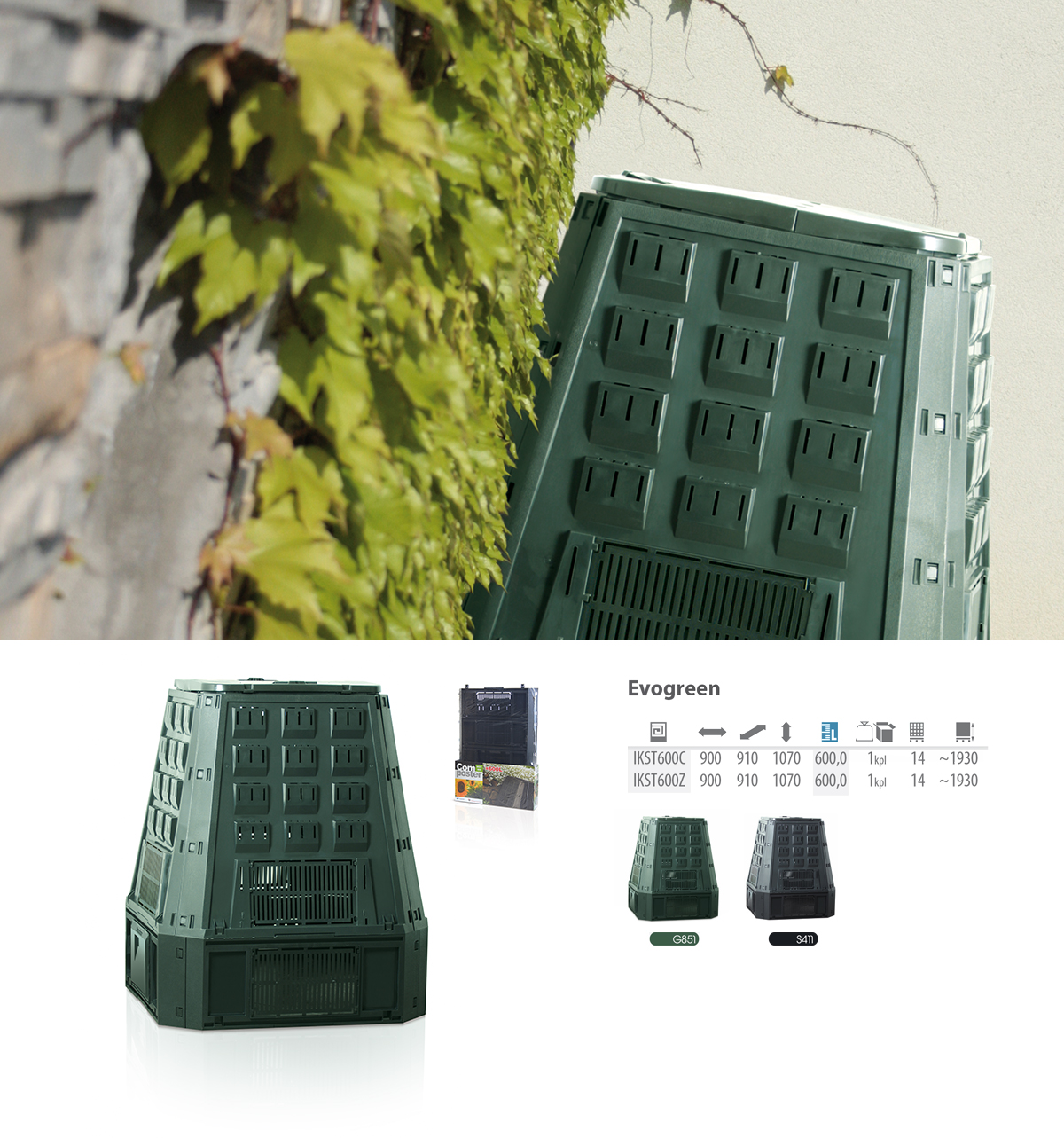 Prosperplast Kompostownik EVOGREEN 630L zielony (IKEV630Z-G851)