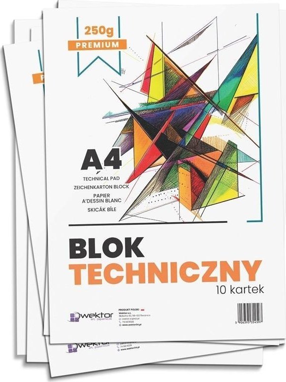 Blok techniczny A4 biały premium 250g (10szt)