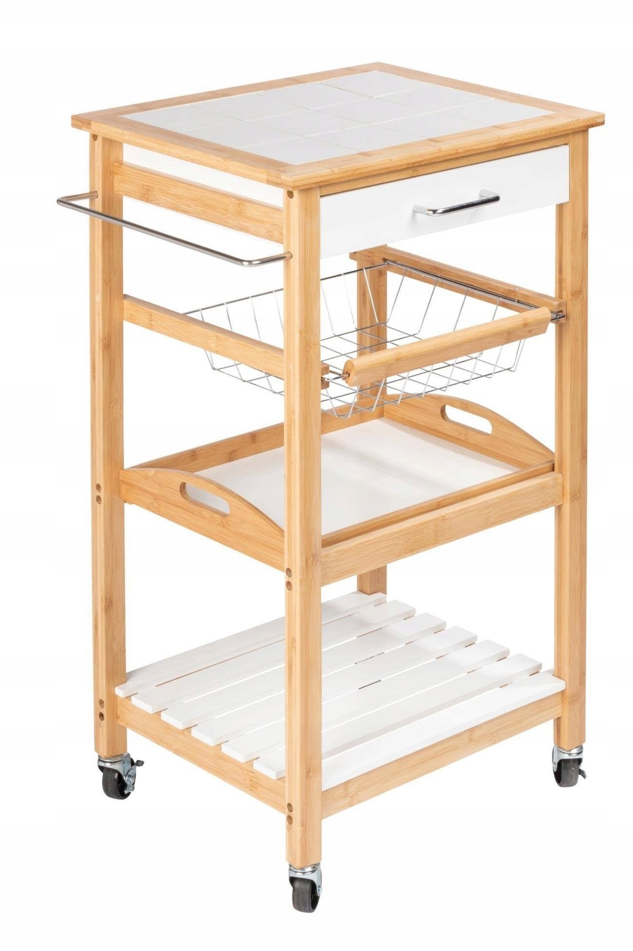 Wózek kuchenny na kółkach FINJA, drewno bambusowe + MDF, WENKO