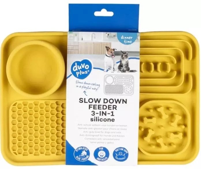 Duvo+ Miska spowalniająca 3w1 Żółta 125ml 31x21x4cm