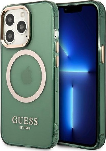 Guess Guess GUHMP13LHTCMA iPhone 13 Pro / 13 6,1" zielony/khaki hard case Gold Outline Translucent MagSafe NoSize