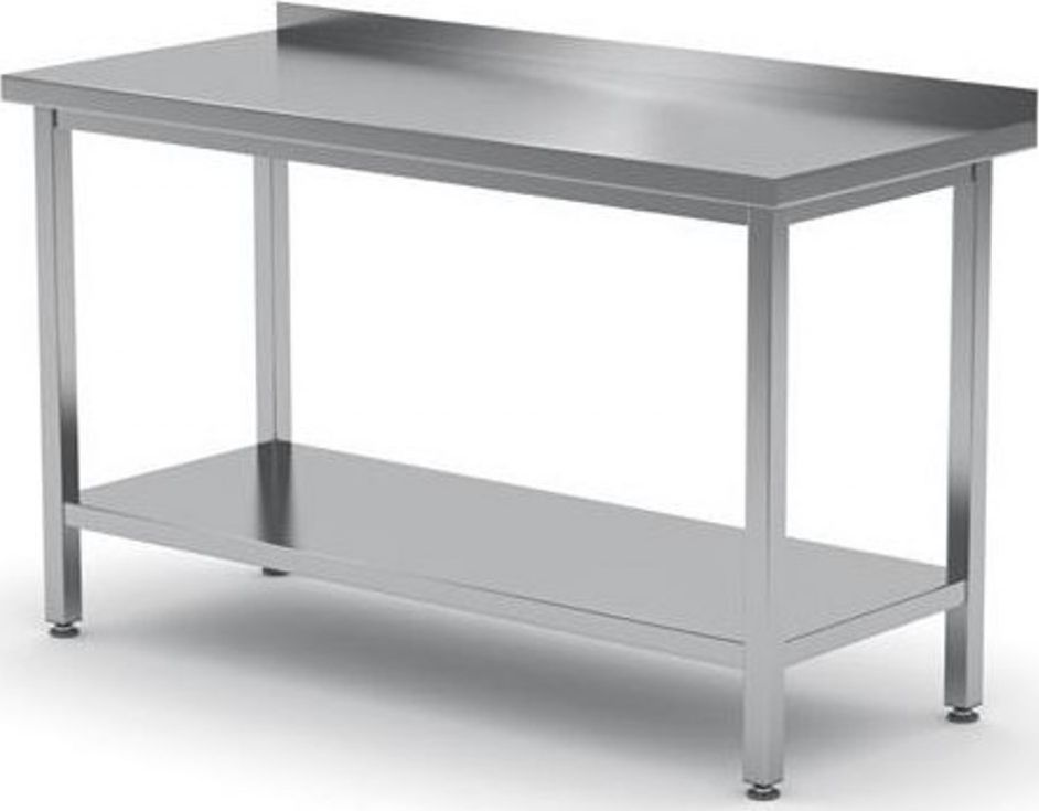 Hendi Stół blat roboczy do kuchni stalowy przyścienny z rantem i półką 180x60cm - Hendi 811504