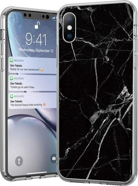 Wozinsky Wozinsky Marble żelowe etui pokrowiec marmur Xiaomi Redmi 8A czarny uniwersalny