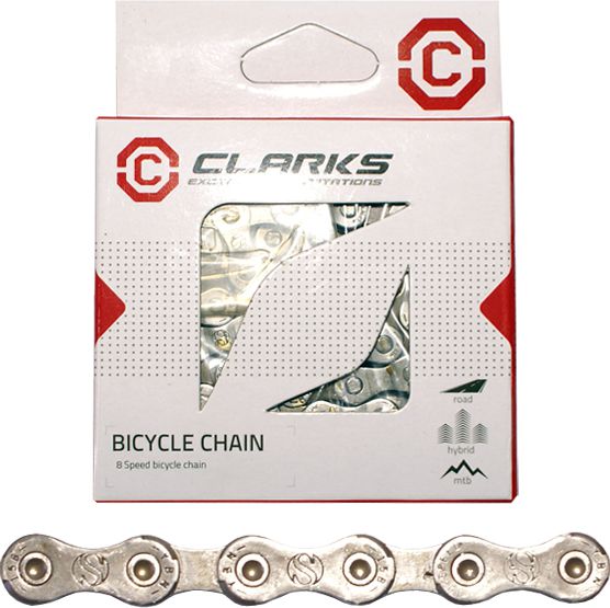 Clarks Łańcuch rowerowy YBN C8 SHIMANO CAMPAGNOLO SRAM (8 Biegów, CP 1/2"x3/32", 116 ogniw, 7.1mm, spinka do łańcucha) Standard srebrny