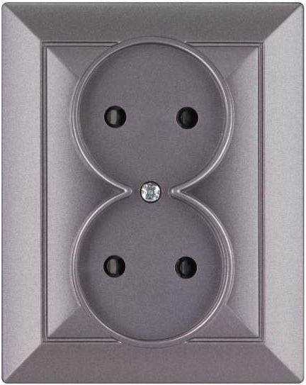 Abex Gniazdo podwójne Perła bez uziemienia antracyt (PT-5P)