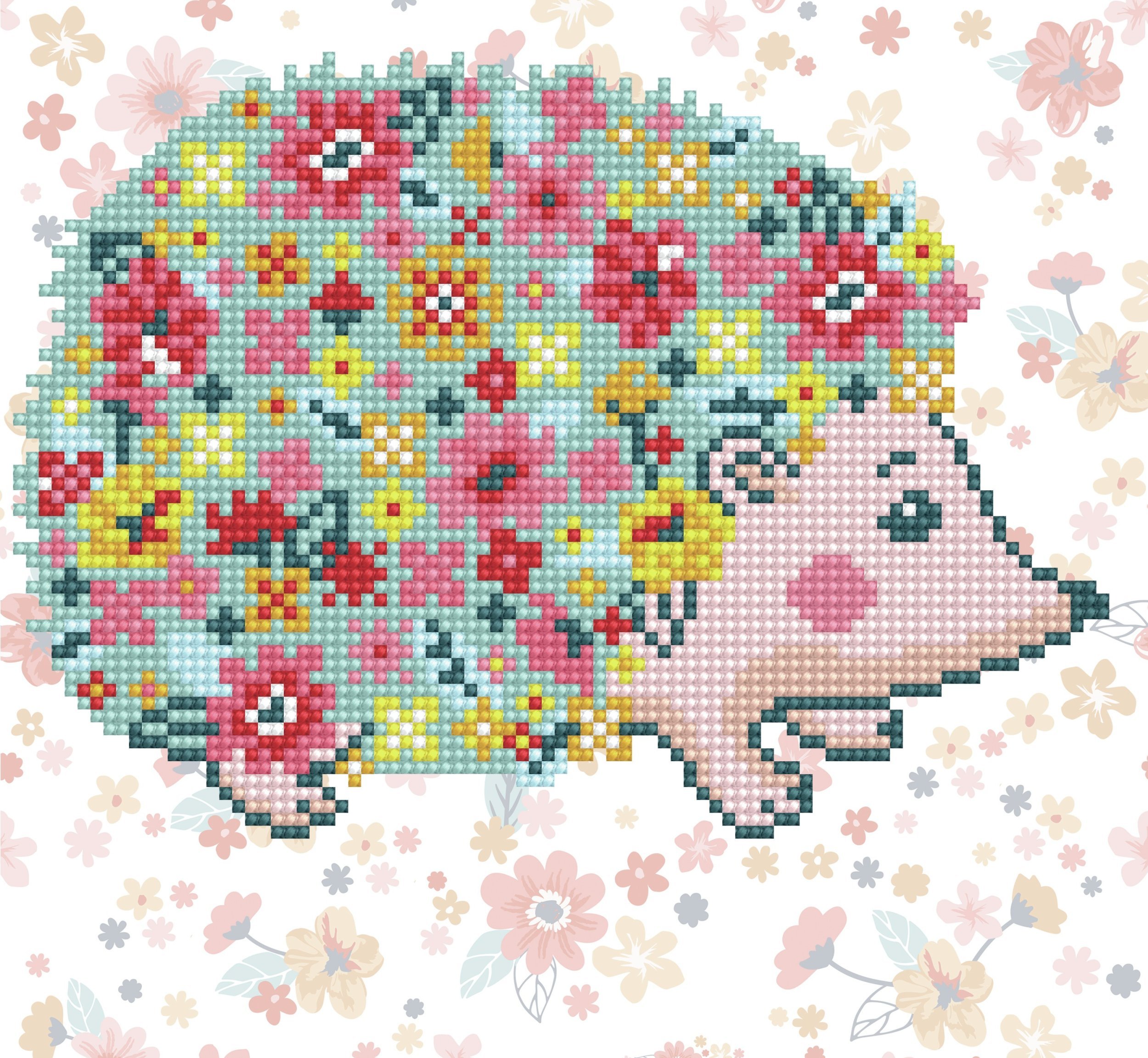 DIAMOND DOTZ Haft diamentowy Diamond Dotz Kwiecisty jeż 33x31cm DD3030