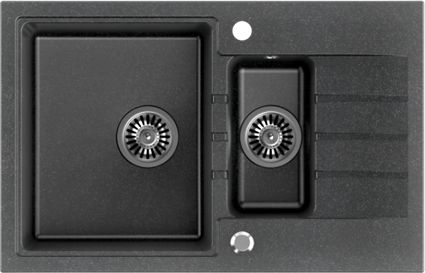 Zlewozmywak Steiner PETER 156 Steingran granitowy czarny 1,5-komorowy z/o (78x50x20) z syfonem i zaślepką