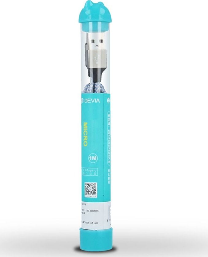 Kabel USB Devia USB-A - microUSB 1 m Niebieski (67512)