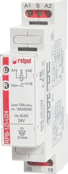 Relpol Przekaźnik bistabilny 120A (20ms) 1Z 24 V AC/DC RPB-1ZI-U24 864387