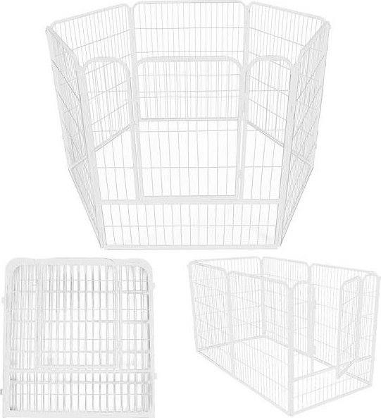 Springos Kojec dla zwierząt wybieg klatka dla psa 184 x 94 x 100 cm biała UNIWERSALNY