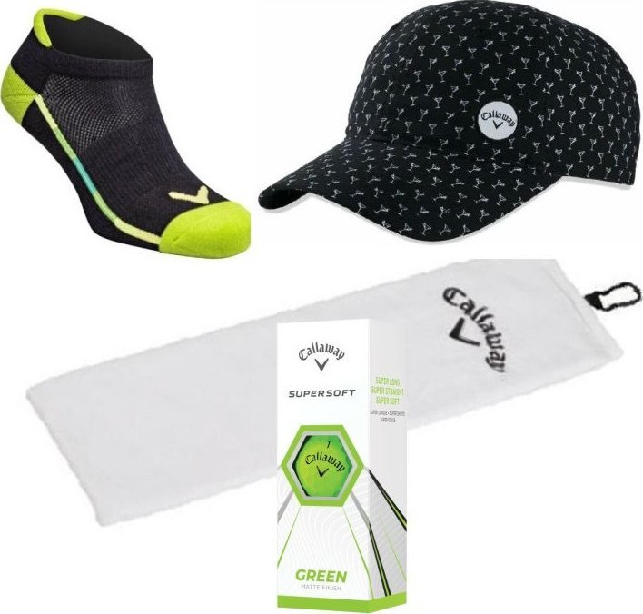 Zestaw prezentowy dla Golfistki, Callaway E02, czapka, ręcznik, skarpety i piłki