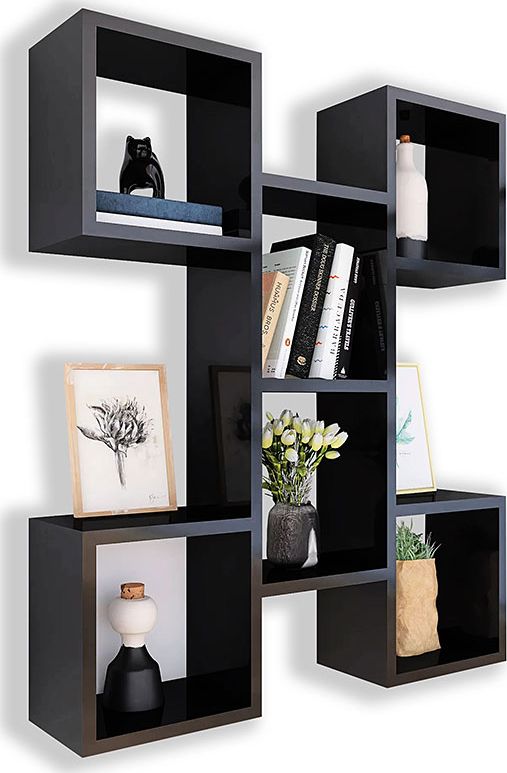 Elior Czarna nowoczesna półka ścienna - Anika