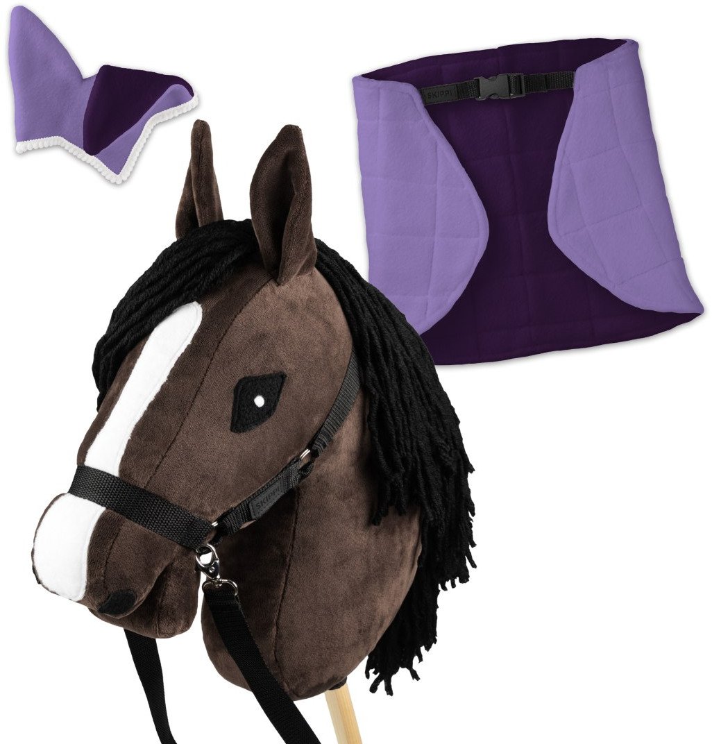Zestaw Skippi - Hobby Horse Gniady - Derka i nauszniki - wrzos i śliwka