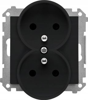 Kontakt-Simon Gniazdo wtyczkowe podwójne z uziemieniem z przesłonami moduł 16A czarny mat Simon 55 TGZ2MCZ.01/149 Kontakt-Simon