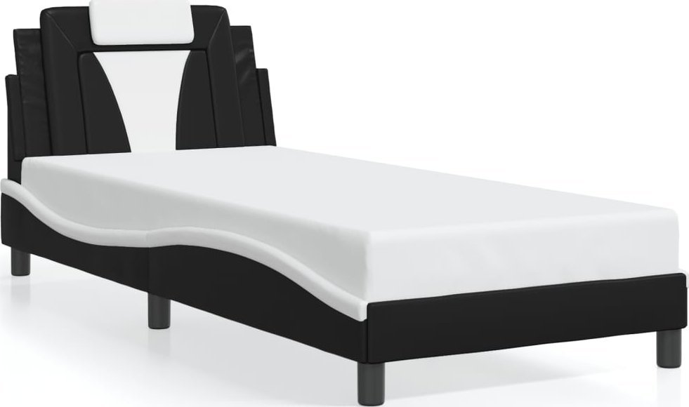 vidaXL vidaXL Rama łóżka z LED, czarno-biała, 90x200 cm, sztuczna skóra