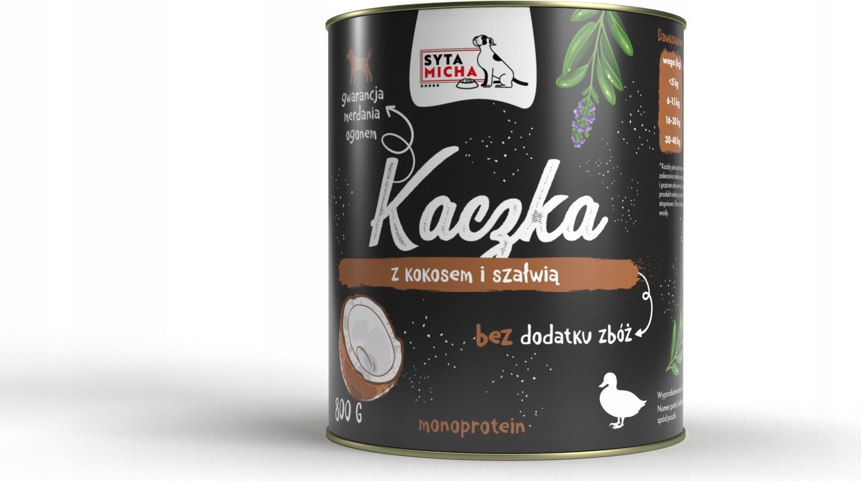 Syta Micha SYTA MICHA mokra karma kaczka z kokosem i szałwią 800g pies