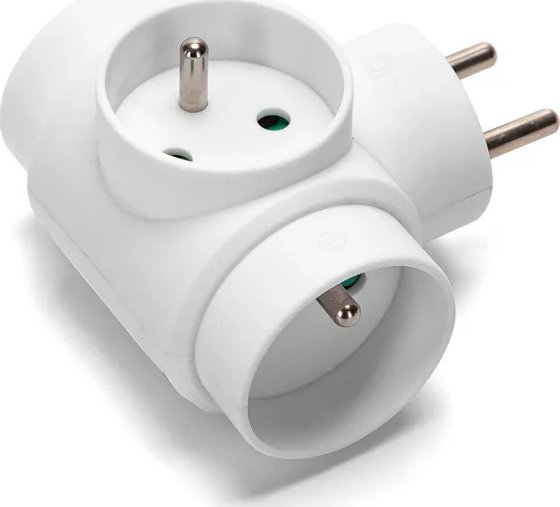 Aigostar Francuski adapter trójdrożny bez przełącznika 16A Biały Francuski adapter trójdrożny bez przełącznika 16A Biały