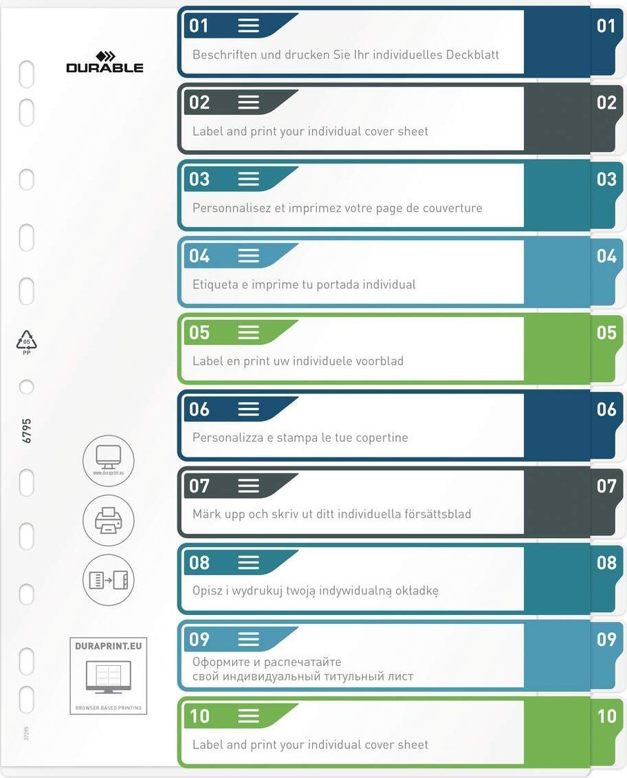 Durable Register A4 10tlg. 1-10 kolorowe zakładki+formularz trans.