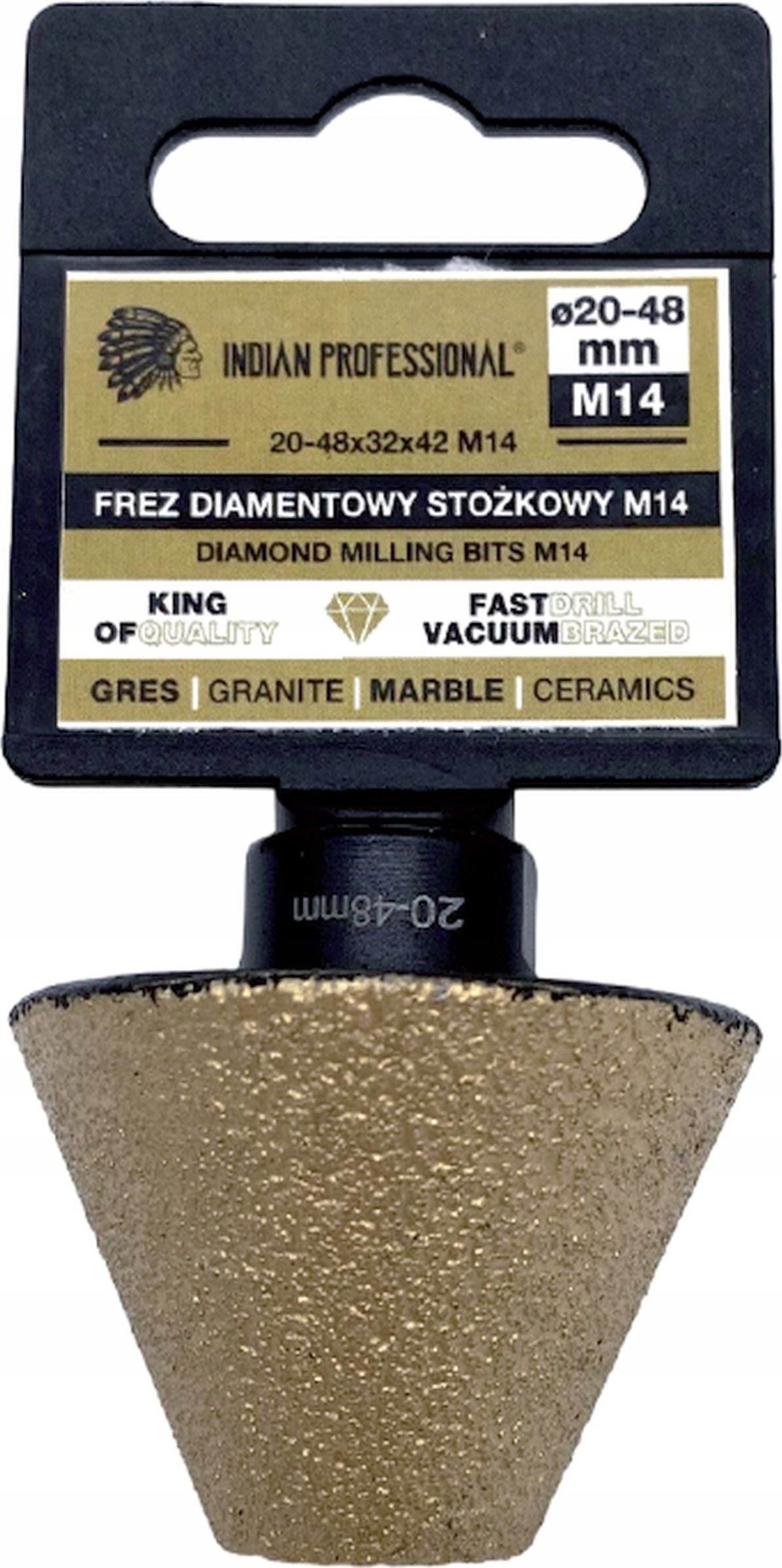 INDIAN PROFESSIONAL FREZ DIAMENTOWY STOŻKOWY M14 20-48mm /INDIAN PROFESSIONAL