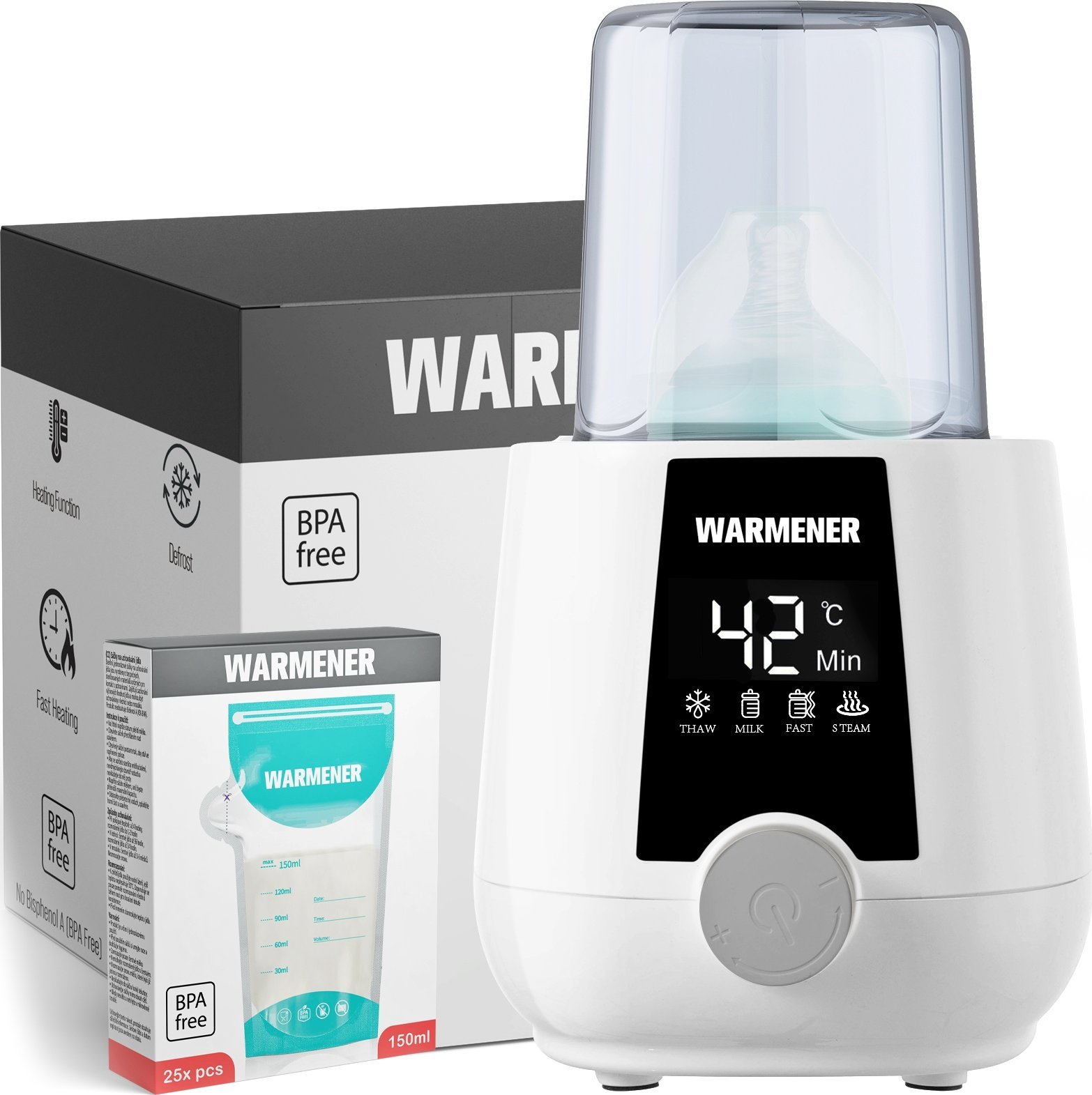 Warmener Podgrzewacz do Butelek Mleka Pokarmu 6w1 Sterylizator Warmener Premium 250W