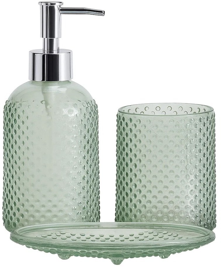 Zestaw łazienkowy NODE, dozownik, kubek na szczoteczki i mydelniczka, 3 elementy