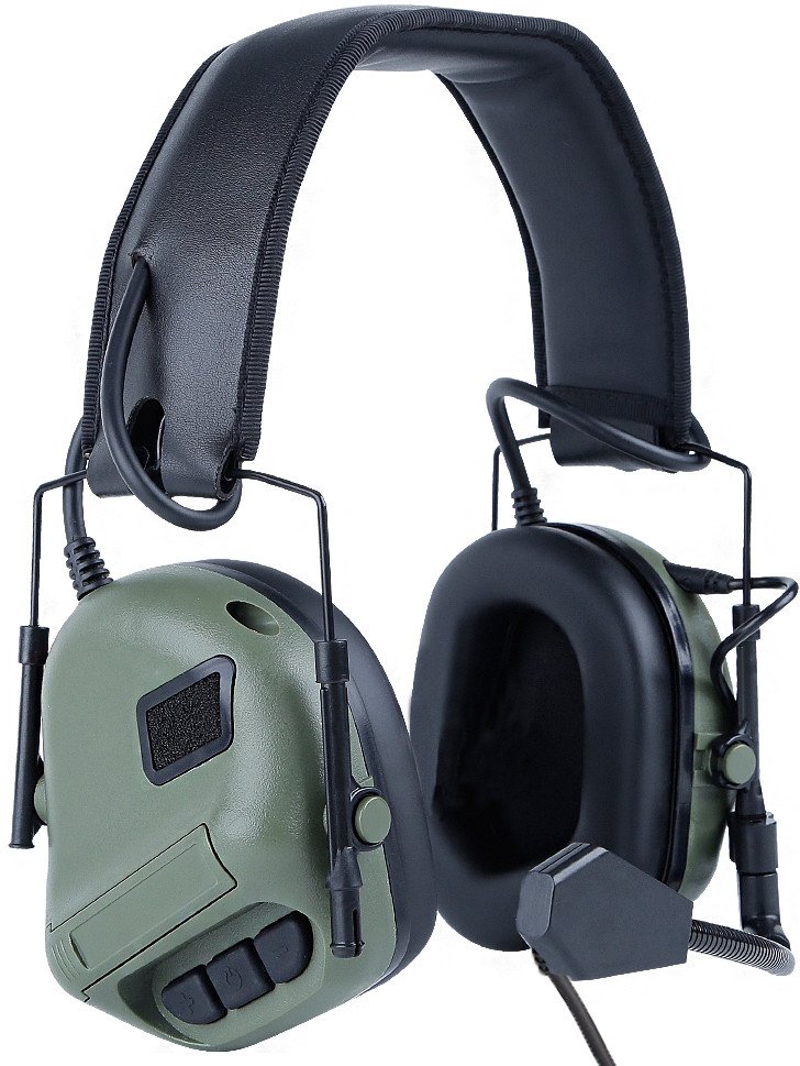 Słuchawki WOJSKOWE MILITARNE Taktyczne PROFESJONALNE Zielone MIKROFON