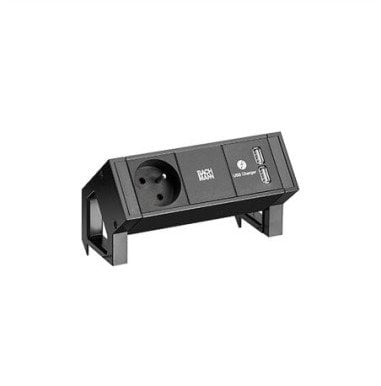 BACHMANN DESK2 1xUTE 1xUSB Ładowarka sieciowa 0,2m GST18 RAL9005