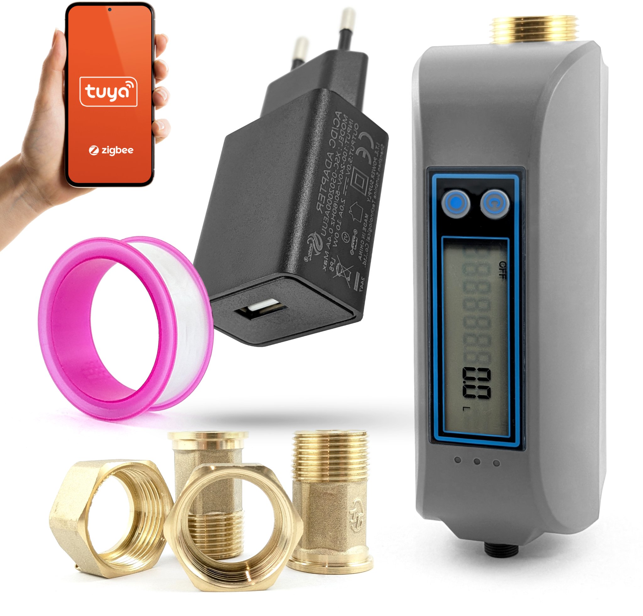 Automatyczny Zawór Sterownik Przepływu Wody z Pomiarem DN20 DN25 Tuya WiFi