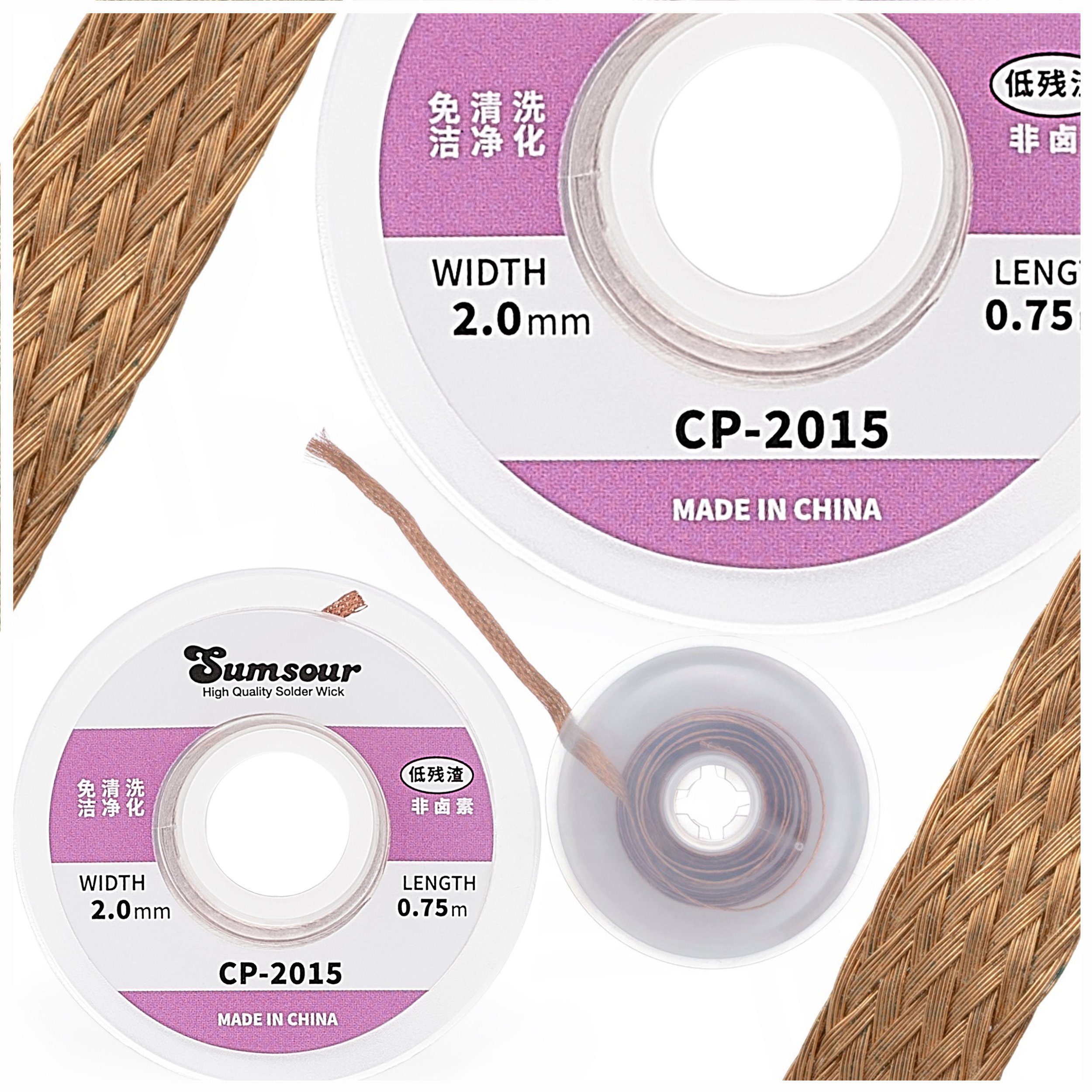 Plecionka Lutownicza Taśma Ssąca do Rozlutowywania Cyny CP-2015 2mm x 0,75m
